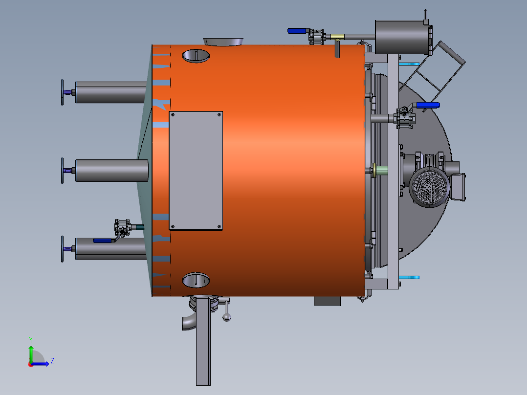 压力容积、刮板搅拌器搅拌罐左视图