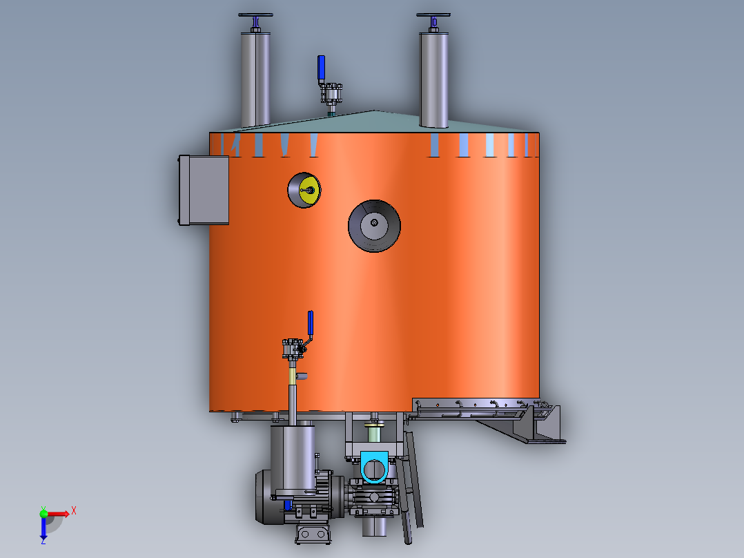 压力容积、刮板搅拌器搅拌罐俯视图