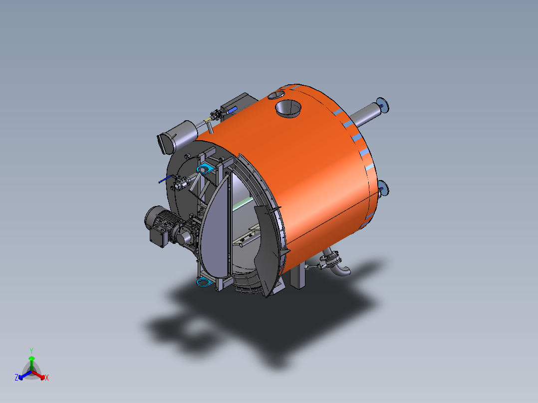 压力容积、刮板搅拌器搅拌罐正等轴测图