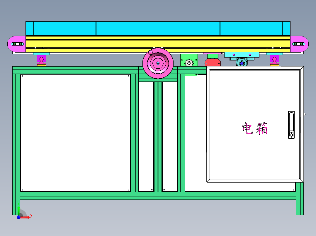 双侧可调节宽度输送机前视图