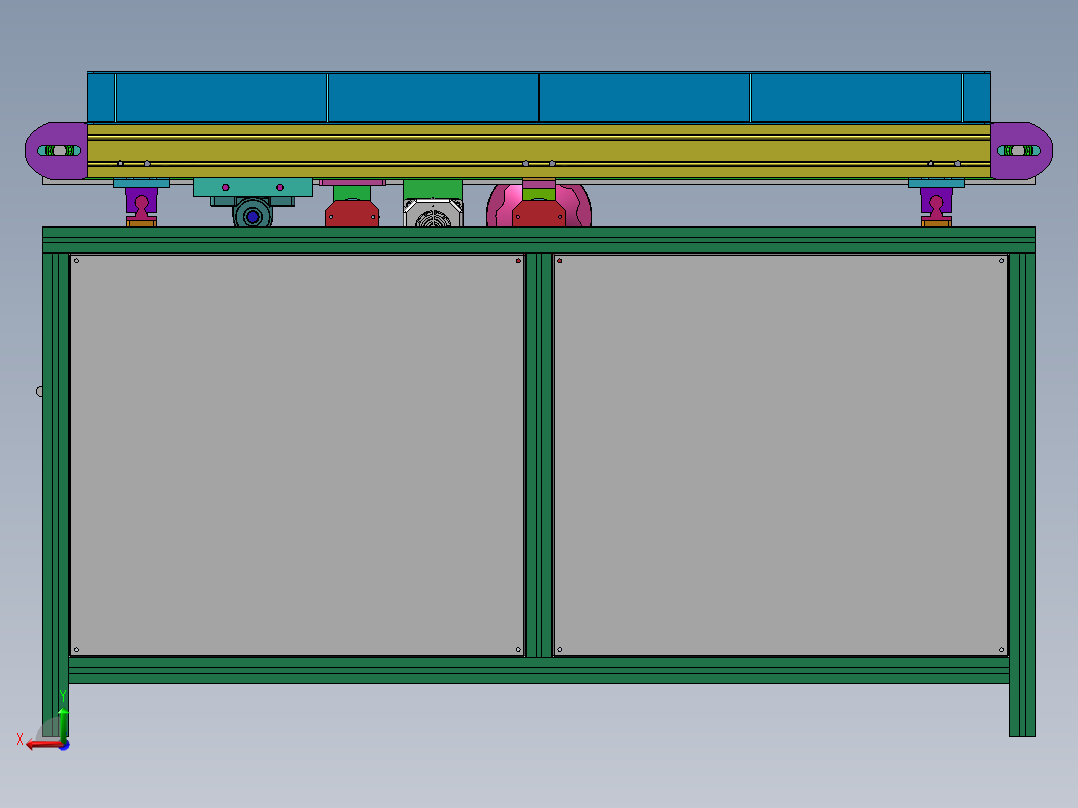 双侧可调节宽度输送机后视图