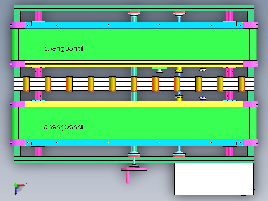 双侧可调节宽度输送机俯视图