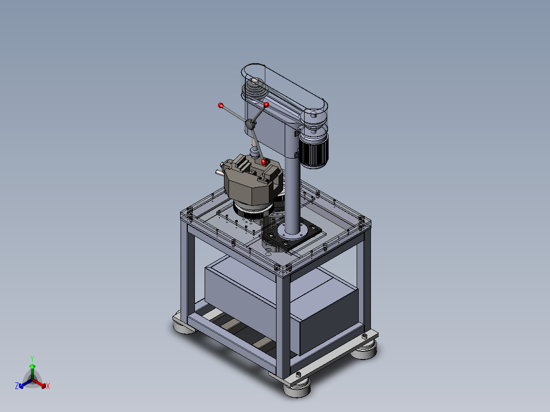 钻床模型(带回转机构）正等轴测图