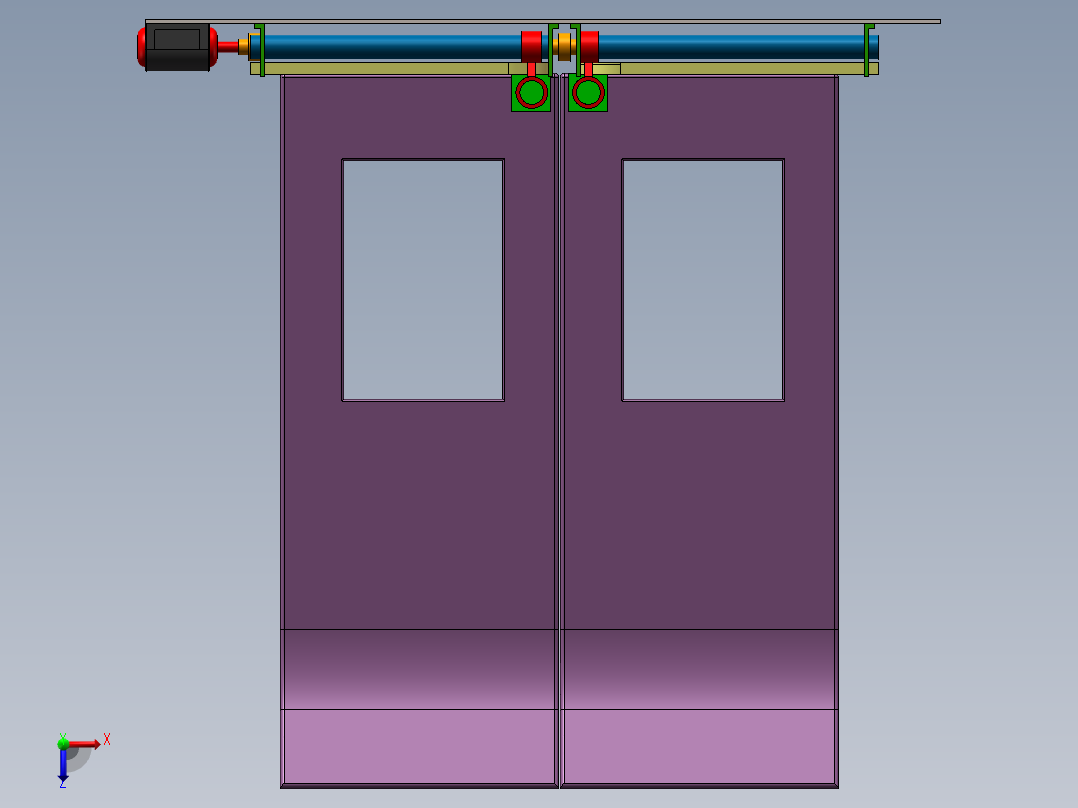 铁路客车塞拉门俯视图