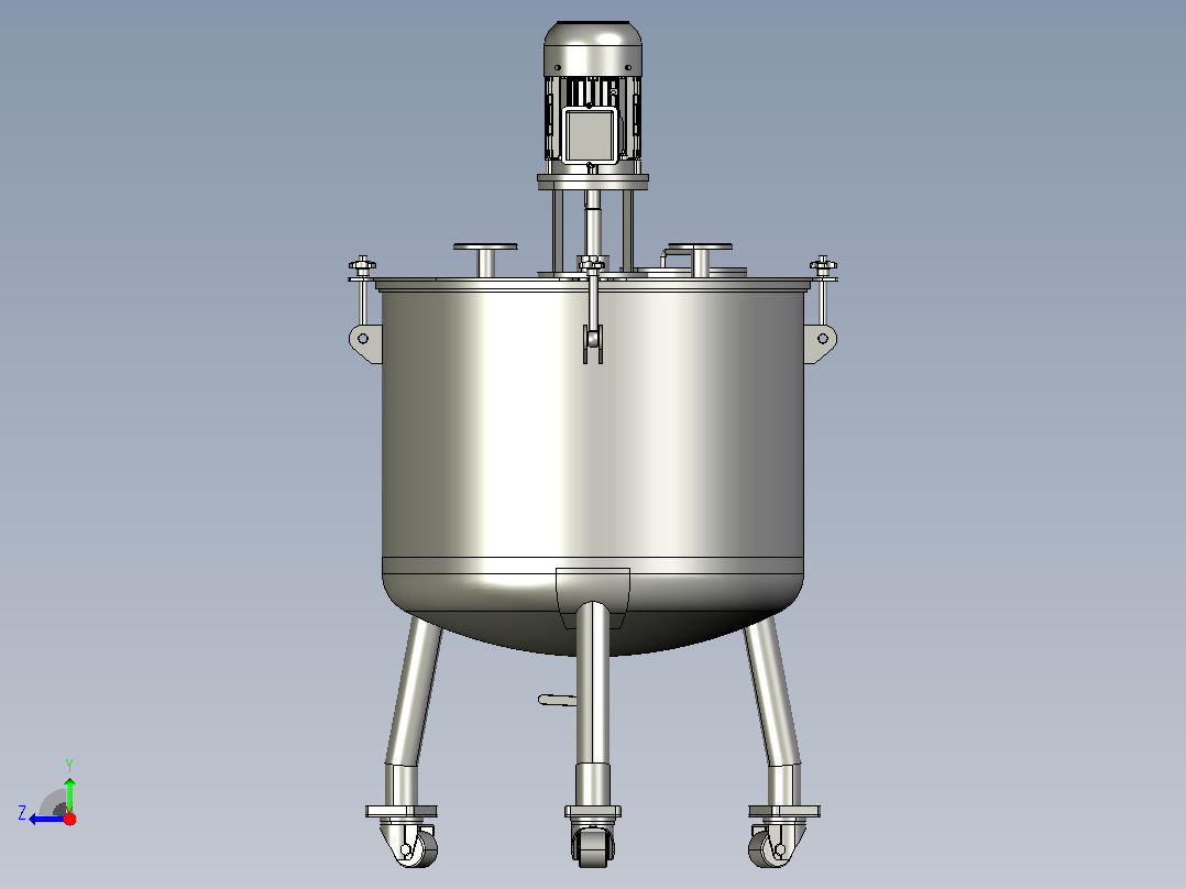 溶液混合容器搅拌器右视图