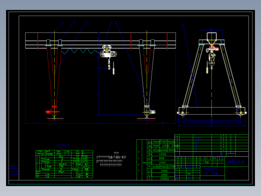 电动单梁门式起重机吊车行车cad图纸素材