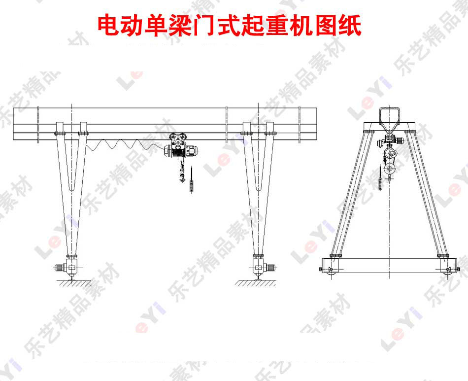 电动单梁门式起重机吊车行车cad图纸素材