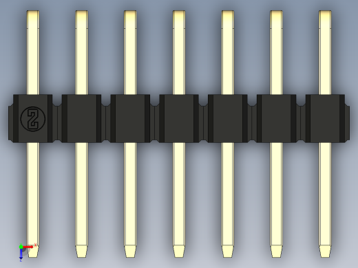 彩色公排针 100mil 2.54mm 系列-DS1022_black_2x07p_100mil_TypeD_rev1.0俯视缩略图