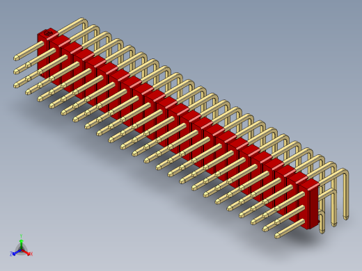 彩色公排针 100mil 2.54mm 系列-DS1022_red_3x23p_100mil_TypeD_rev1.0