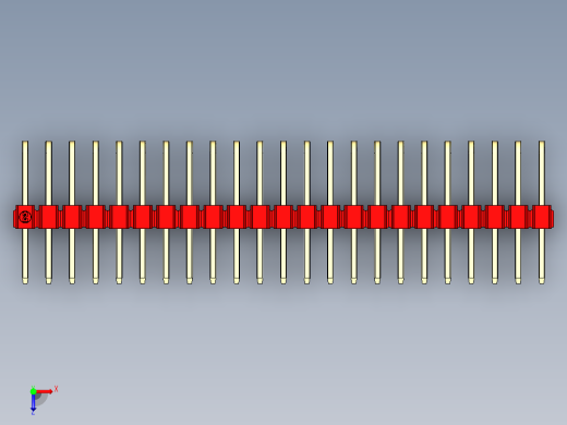 彩色公排针 100mil 2.54mm 系列-DS1022_red_3x23p_100mil_TypeD_rev1.0俯视缩略图
