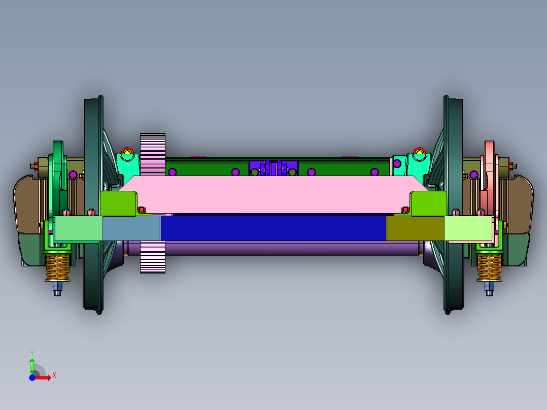 铁路机车轨道转向架前视图