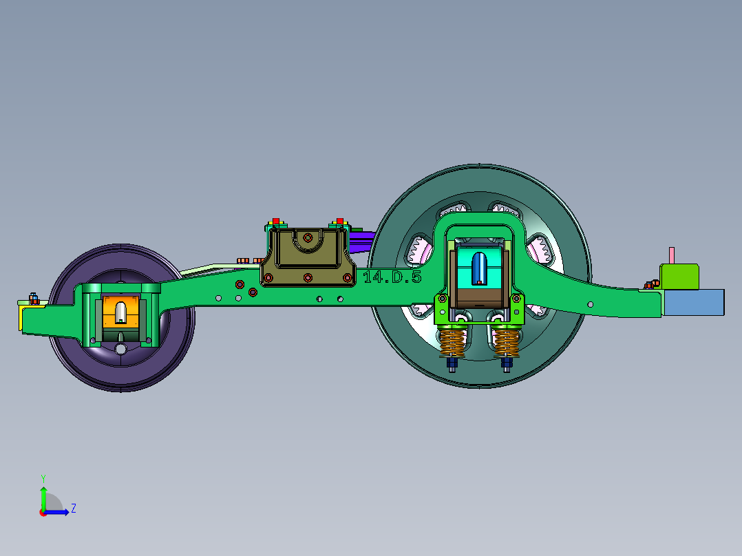 铁路机车轨道转向架左视图