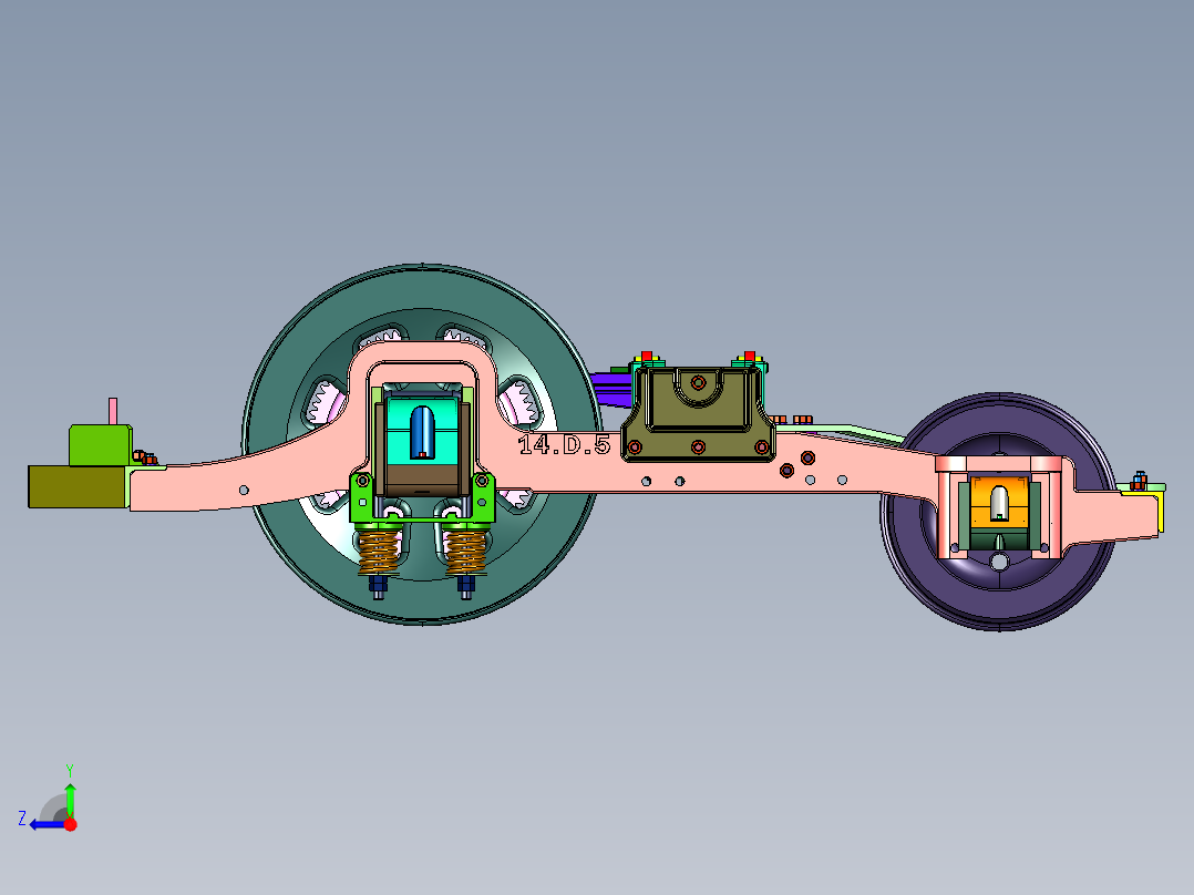 铁路机车轨道转向架右视图