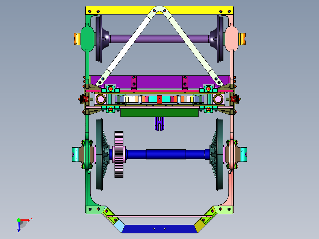 铁路机车轨道转向架俯视图