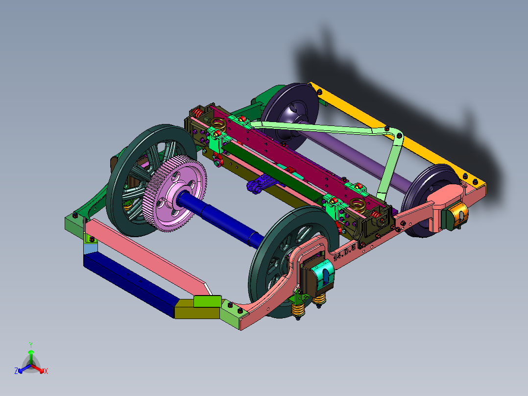 铁路机车轨道转向架正等轴测图