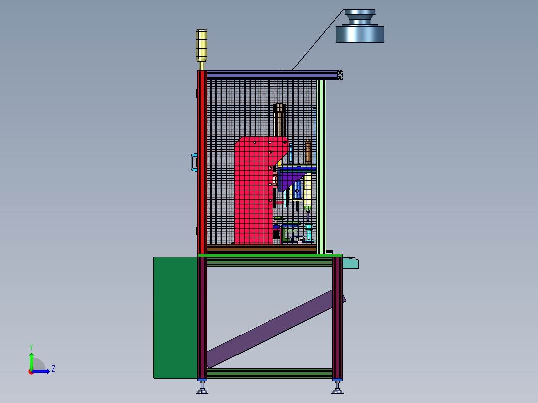 产品表面装配销钉安装用压力机左视图