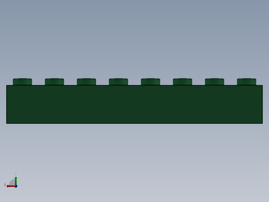 乐高套装 4421基本积木-4141384 - 3007 Dark Green Brick 2 x 8.SLDPRT后视图