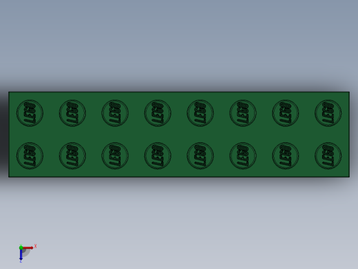 乐高套装 4421基本积木-4141384 - 3007 Dark Green Brick 2 x 8.SLDPRT俯视缩略图