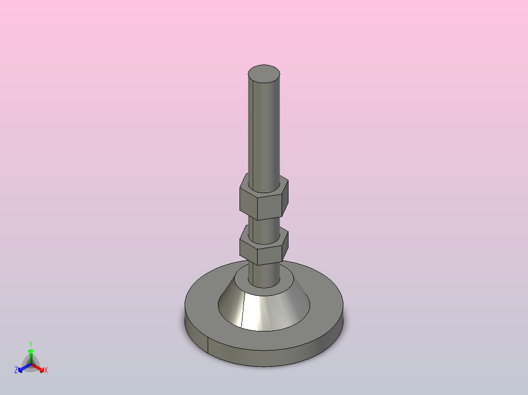 DGT80-M16-L100-C2 DGT80金属调整脚蹄正等轴测图