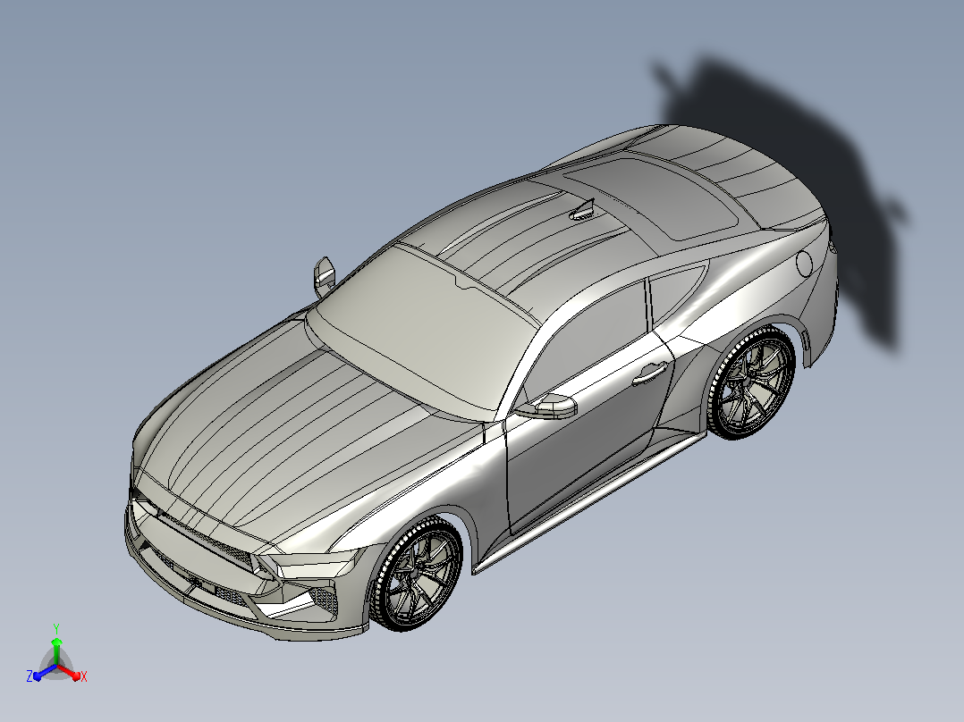 Ford Mustang GT 2024汽车模型外壳3D图纸 STEP格式主视图