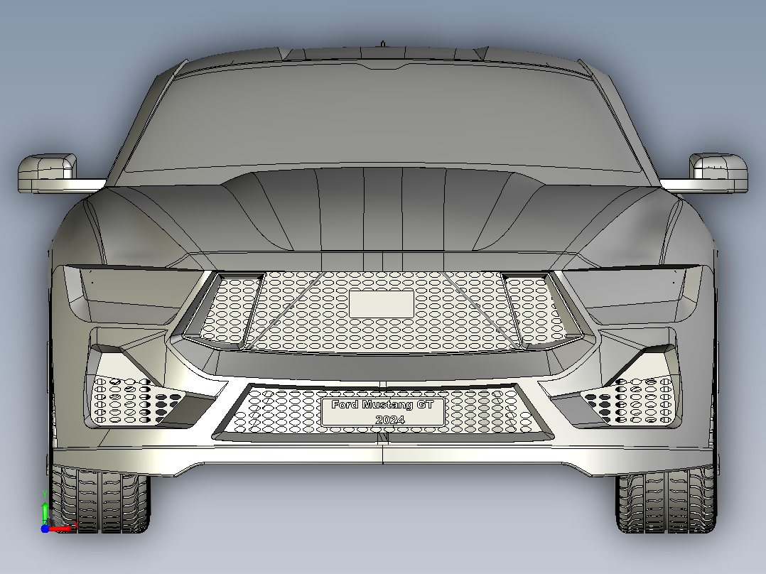 Ford Mustang GT 2024汽车模型外壳3D图纸 STEP格式前视图