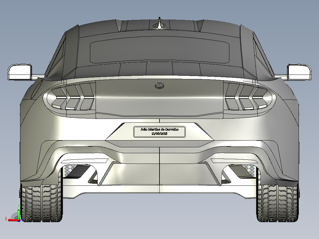 Ford Mustang GT 2024汽车模型外壳3D图纸 STEP格式后视图