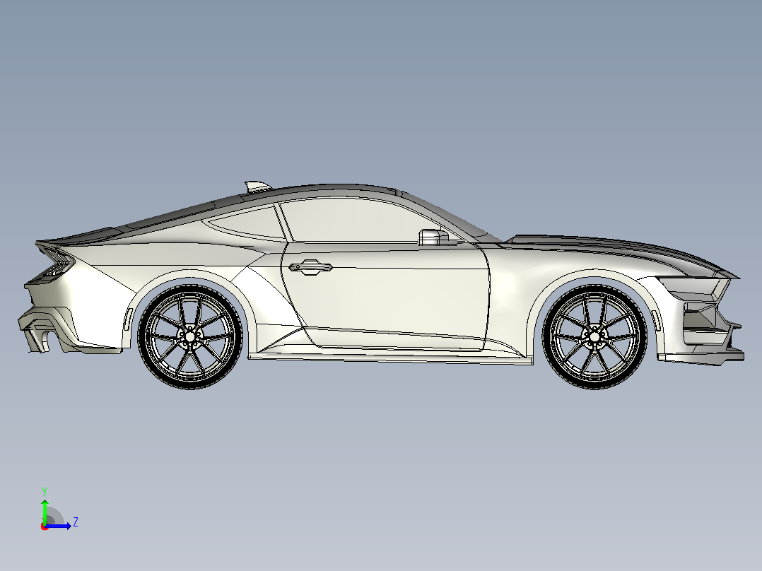Ford Mustang GT 2024汽车模型外壳3D图纸 STEP格式左视图