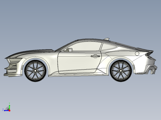 Ford Mustang GT 2024汽车模型外壳3D图纸 STEP格式右视缩略图