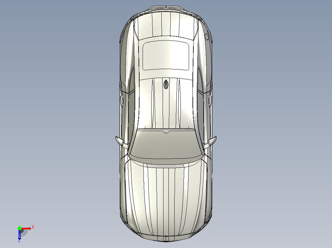 Ford Mustang GT 2024汽车模型外壳3D图纸 STEP格式俯视图