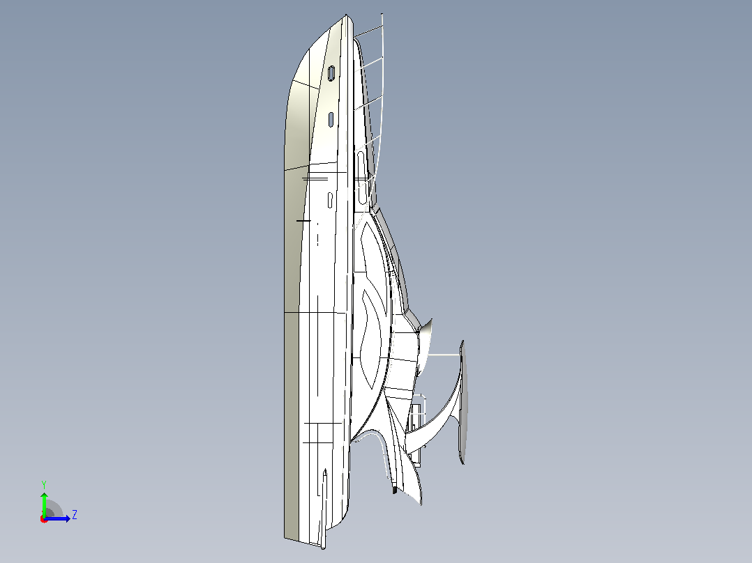 私人豪华游艇3D模型左视图