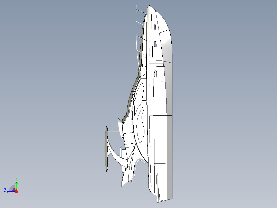 私人豪华游艇3D模型右视图