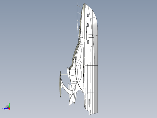 私人豪华游艇3D模型右视缩略图