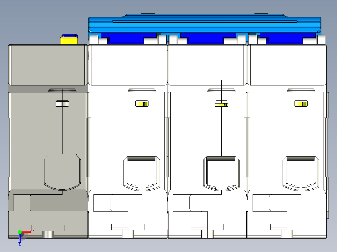 NBPLE-125 3P剩余电流动作断路器三维模型202202俯视图