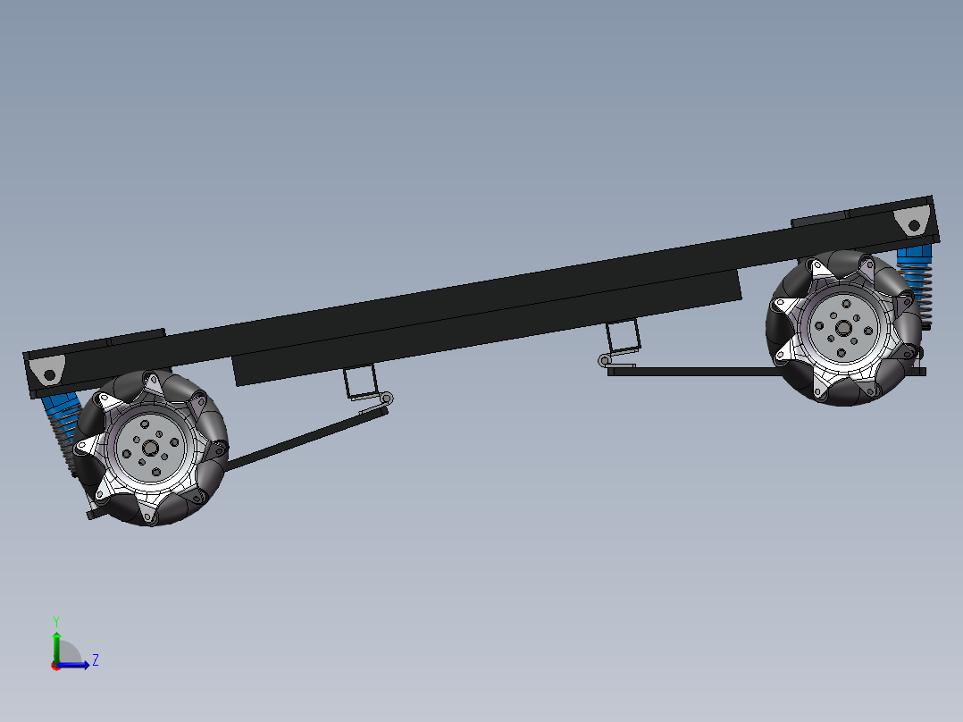 麦克纳姆轮独立悬挂底盘含cad图sw2018可编辑左视图
