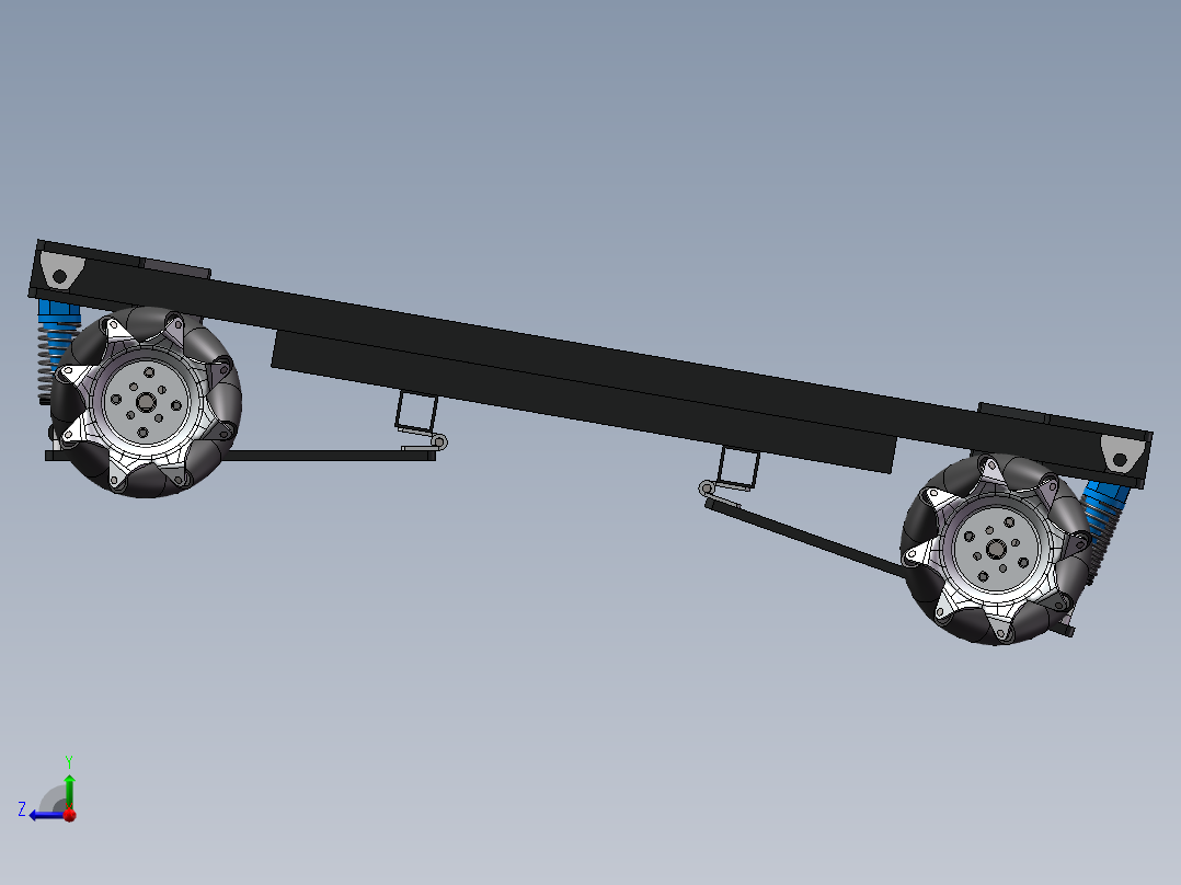 麦克纳姆轮独立悬挂底盘含cad图sw2018可编辑右视图