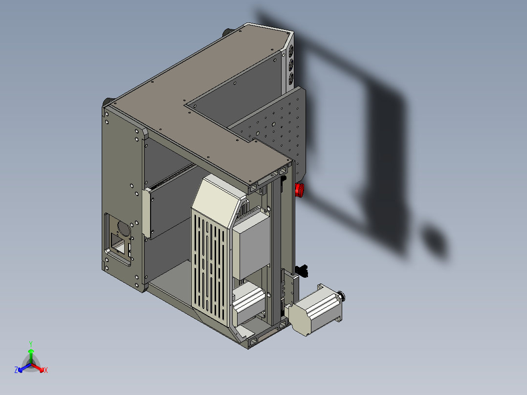 小型三轴同步带坐标工作台proe三维3d图移栽三轴工作平台+cad图纸正等轴测图