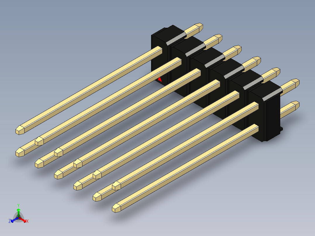 彩色公头100mil（2.54mm）系列-DS1021_black_2x06p_100mil_Type19_rev1.0正等轴测图