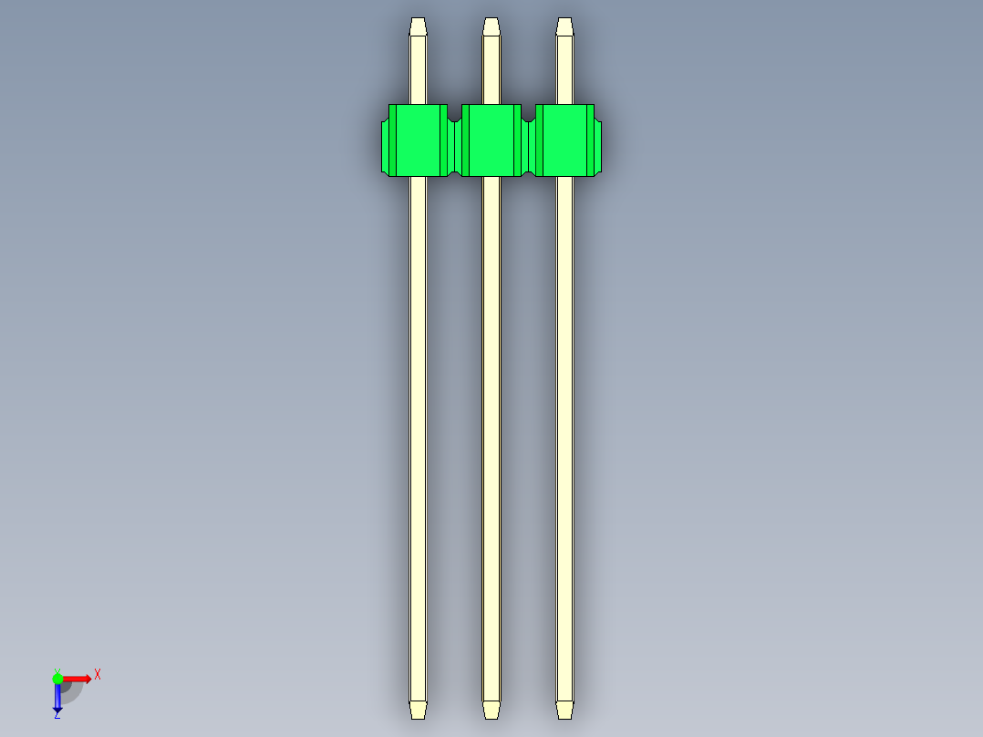 彩色公头100mil（2.54mm）系列-DS1021_green_3x03p_100mil_Type19_rev1.0俯视图