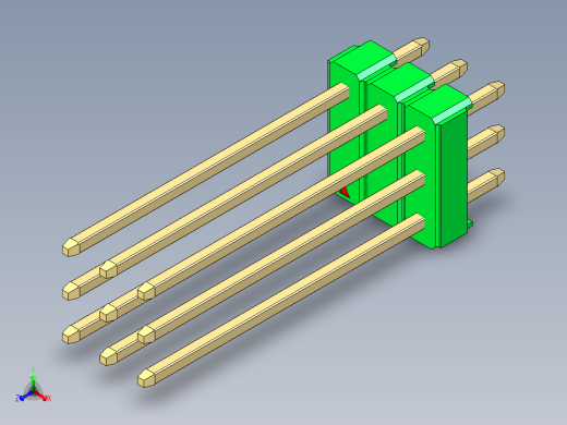 彩色公头100mil（2.54mm）系列-DS1021_green_3x03p_100mil_Type19_rev1.0正等轴测缩略图
