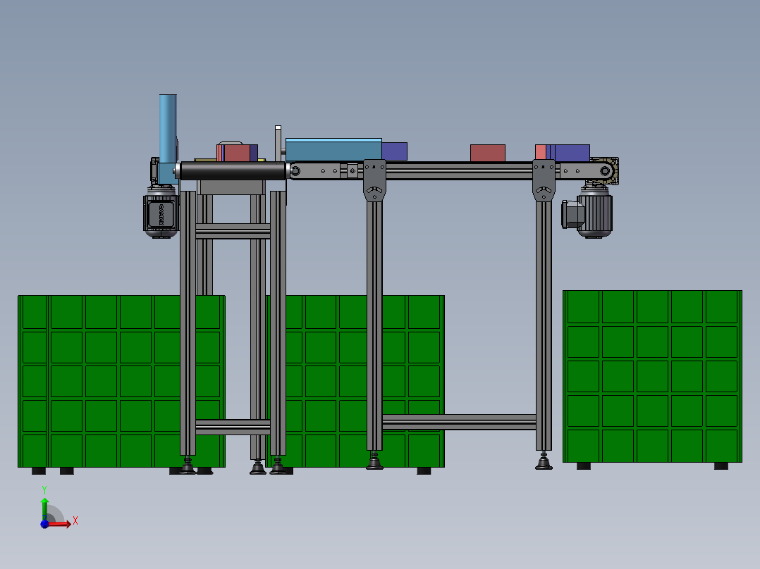 自动化输送系统3D模型_前视图