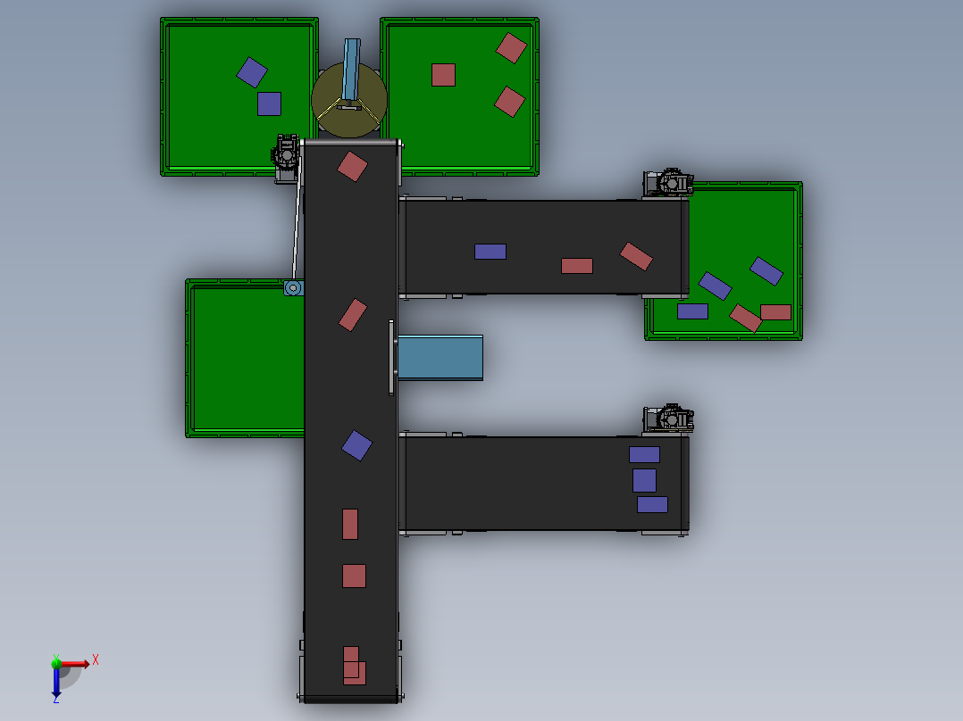 自动化输送系统3D模型_俯视图