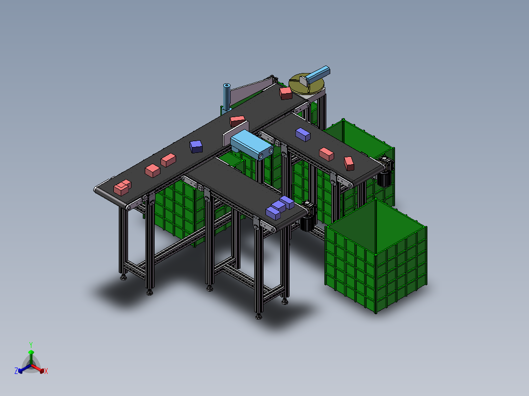 自动化输送系统3D模型_正等轴测图