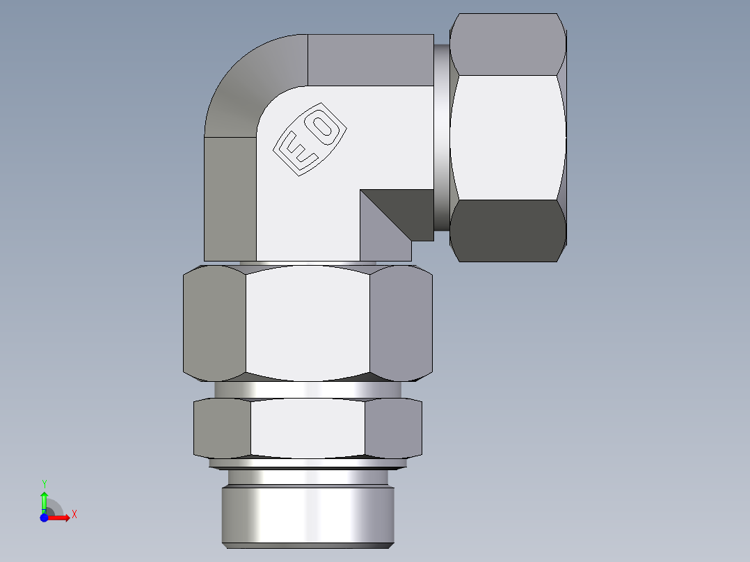 卡套式工业通用硬管接头EO_Assembled_adjustable_standpipe_elbow_EVW38SM71前视图