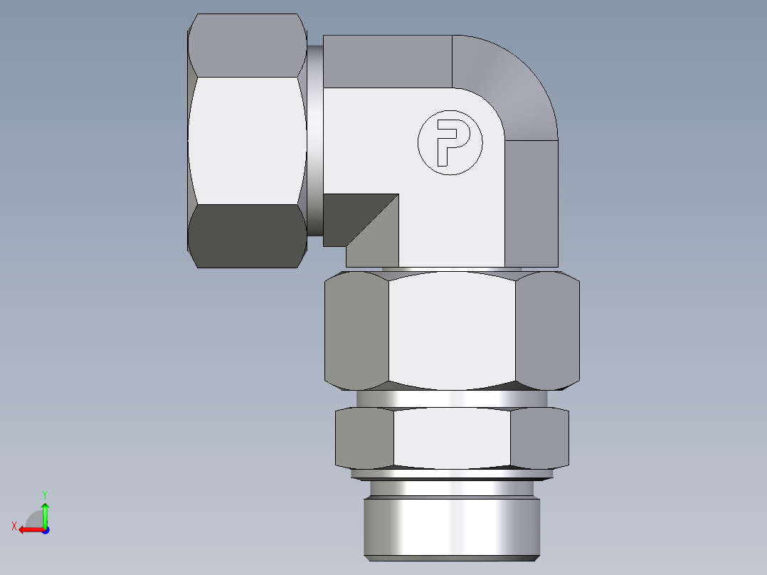 卡套式工业通用硬管接头EO_Assembled_adjustable_standpipe_elbow_EVW38SM71后视图
