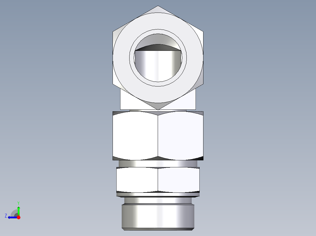 卡套式工业通用硬管接头EO_Assembled_adjustable_standpipe_elbow_EVW38SM71右视图