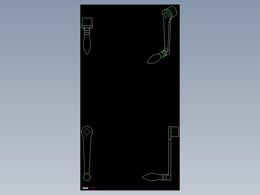 曲柄把手2433(B)-2D多系列多零件图纸模型