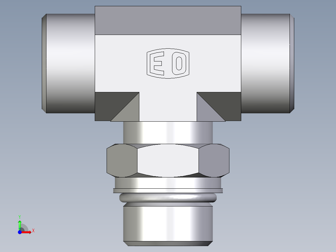 卡套式工业通用硬管接头EO_Adjustable_locknut_branch_tee_TEE20SMOROMDCF前视图