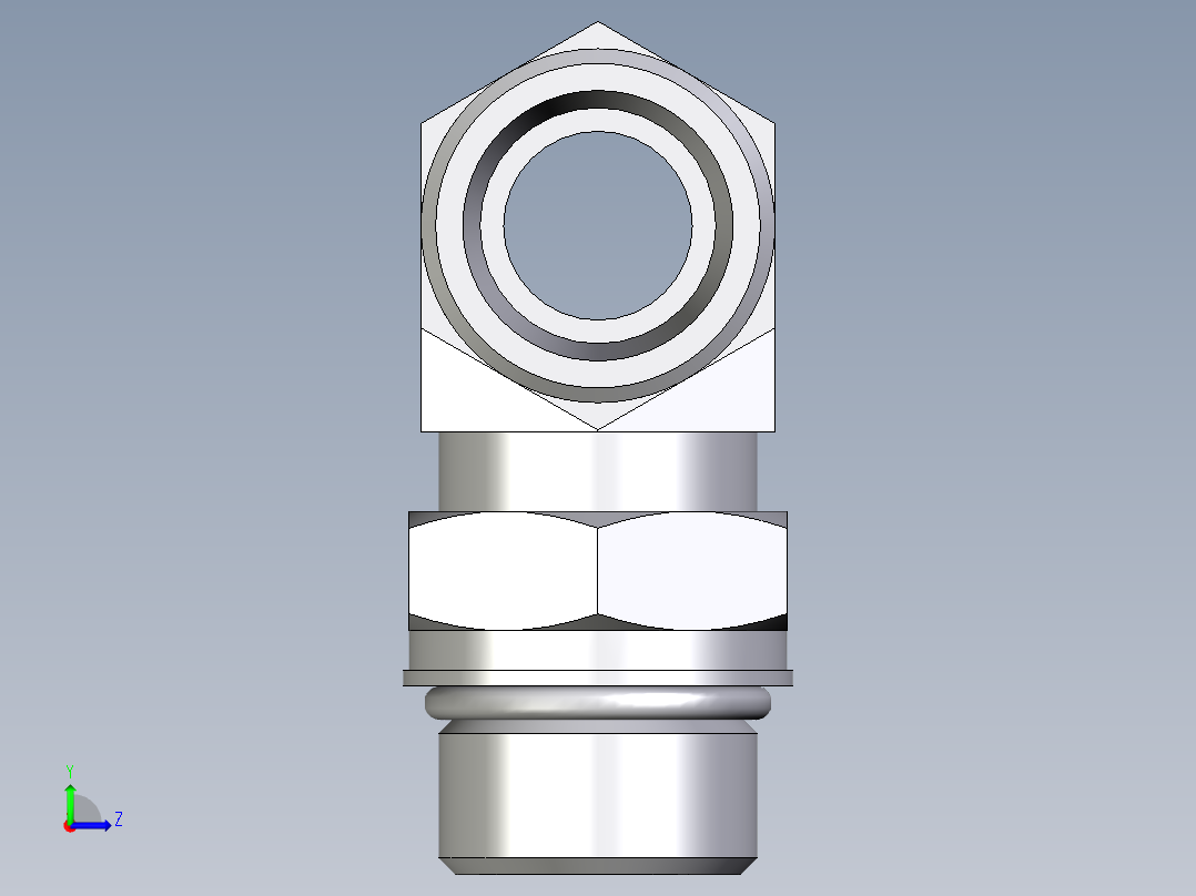 卡套式工业通用硬管接头EO_Adjustable_locknut_branch_tee_TEE20SMOROMDCF左视图