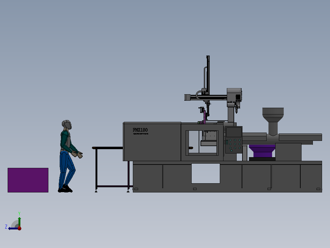 注塑机及上料机构sw20可编辑右视图