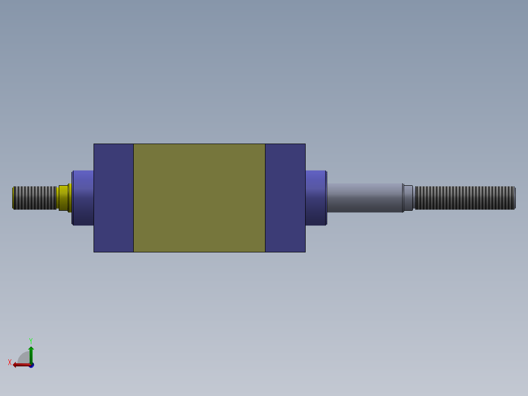 气动缸（方形 - 双杆）63x20x50毫米后视图
